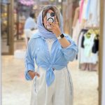 شومیز آبی شعبه انزل مال